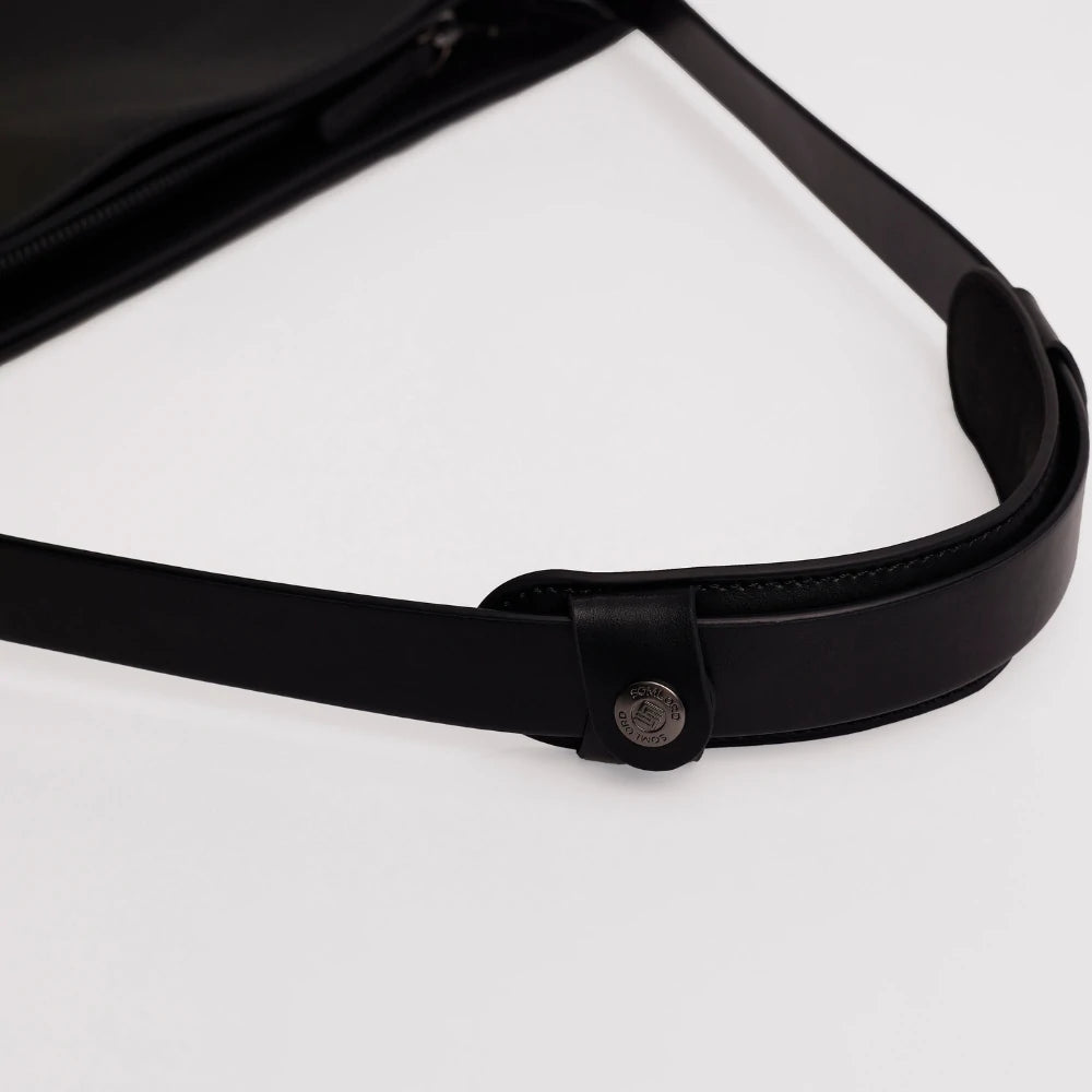 Flat lay view of the Somlord Anti-Slip Soft Leather Shoulder Pad, highlighting adjustable strap compatibility and anti-slip ergonomic leather padding.