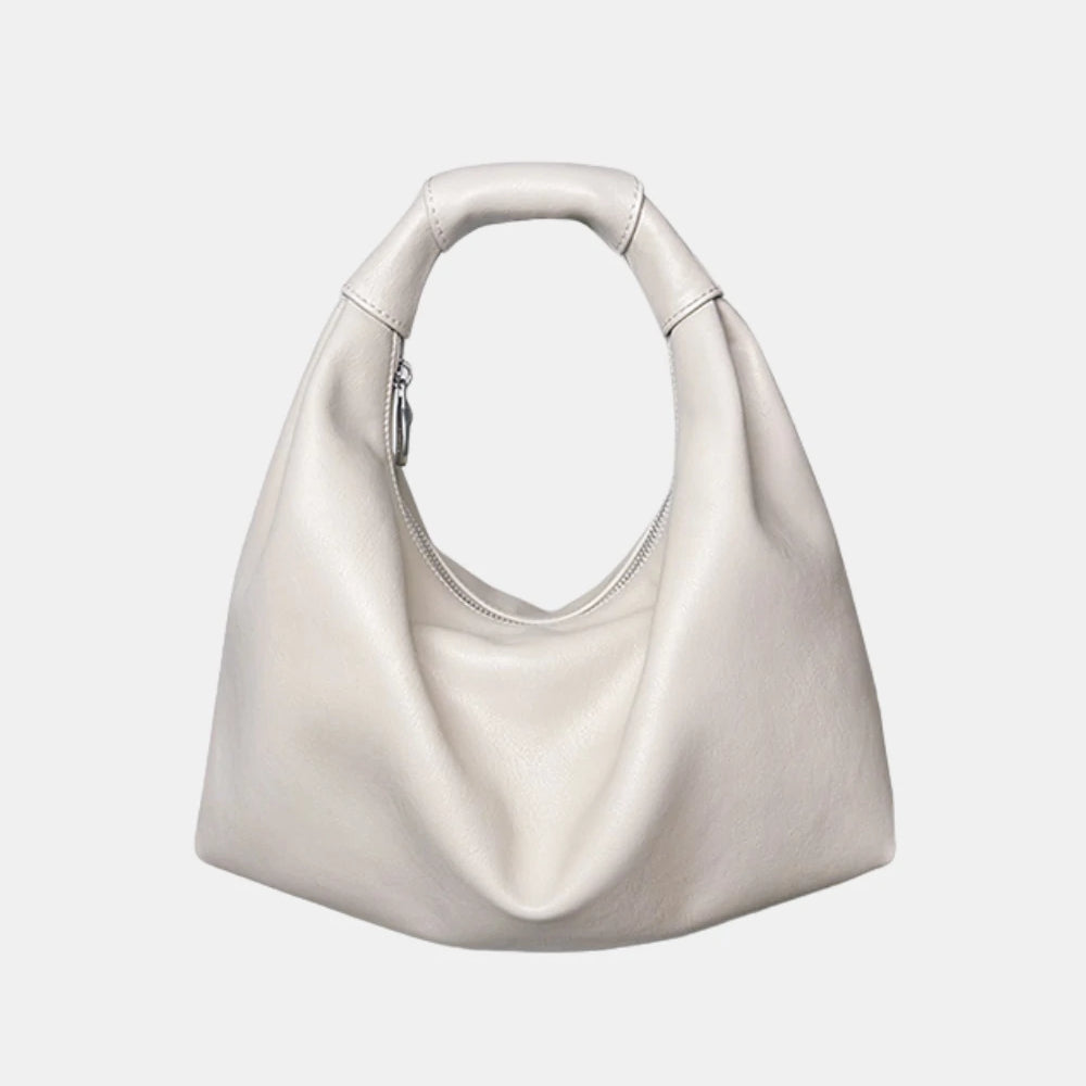 Slouchy Leather Cloud Hobo Bag in off-white – soft, minimalist design with a relaxed, crescent shape for effortless chic styling.
