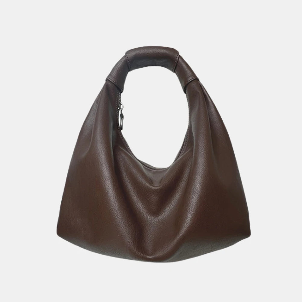 Chocolate Brown Leather Cloud Hobo Bag – classic neutral shade with a soft, slouchy structure for an elegant everyday look.