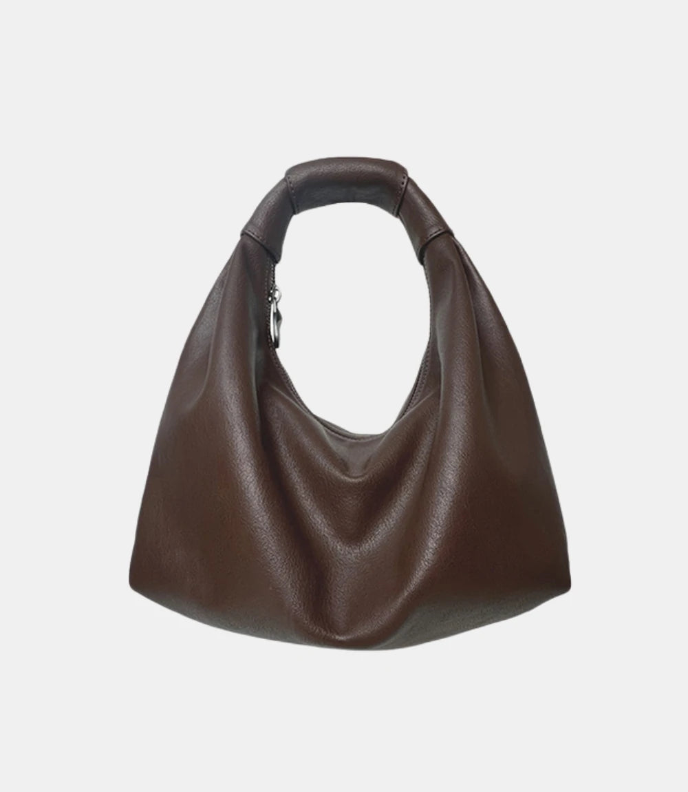 Chocolate Brown Leather Cloud Hobo Bag – classic neutral shade with a soft, slouchy structure for an elegant everyday look.
