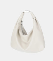 White Slouchy Leather Hobo Bag – relaxed, crescent silhouette with a seamless, smooth leather finish for a modern aesthetic.