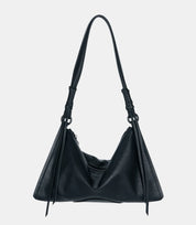 ChicCurve Leather Shoulder Bag in black – elegant and soft leather handbag with a slouchy, crescent silhouette for modern styling.
